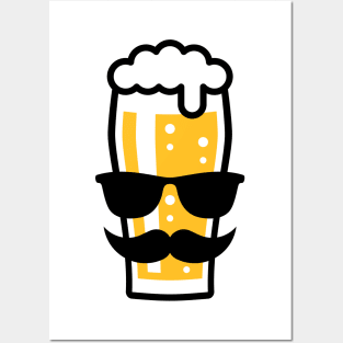 Beer Glass With Sunglasses & Moustache (Funny / 2C) Posters and Art